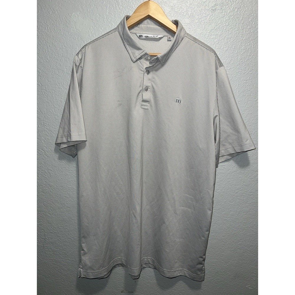 Travis Mathew Polo Men's L Gray Seersucker Performance‎ Stretch Golf Shirt